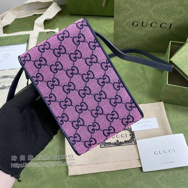 Gucci专柜新款女包, 古驰GG Marmont印花布磁扣手机包 Gucci单肩斜挎包 657582  gdj1715
